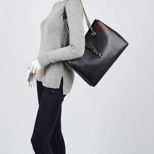 Saint Laurent Black Classic Monogrammed Shoulder Bag